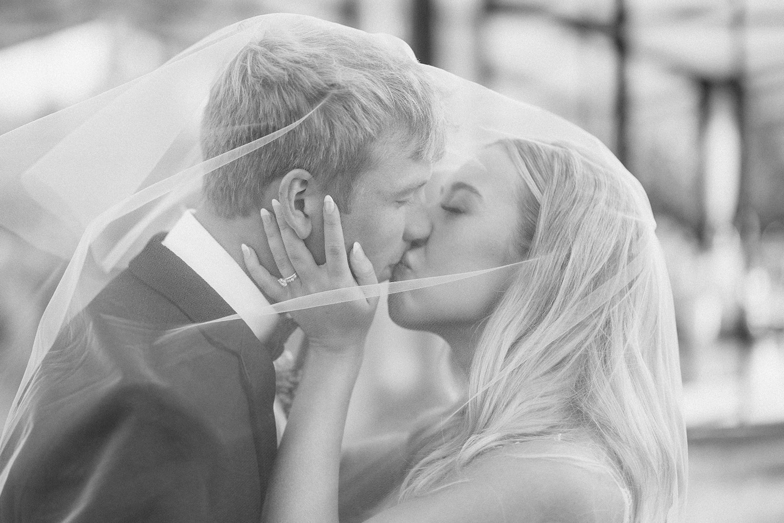 Lauren and Grant, black and white